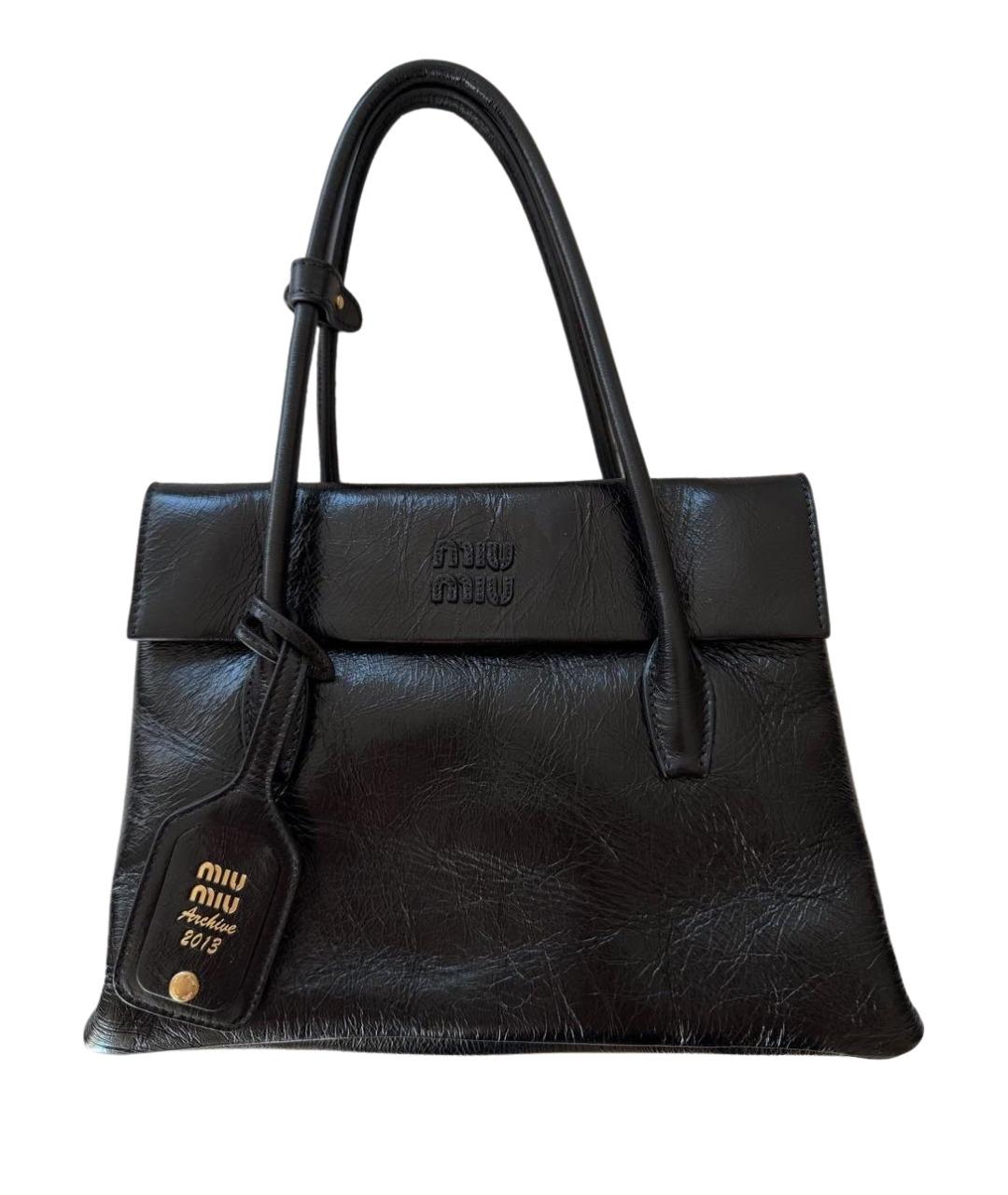MIU MIU Черная кожаная сумка с короткими ручками, фото 1