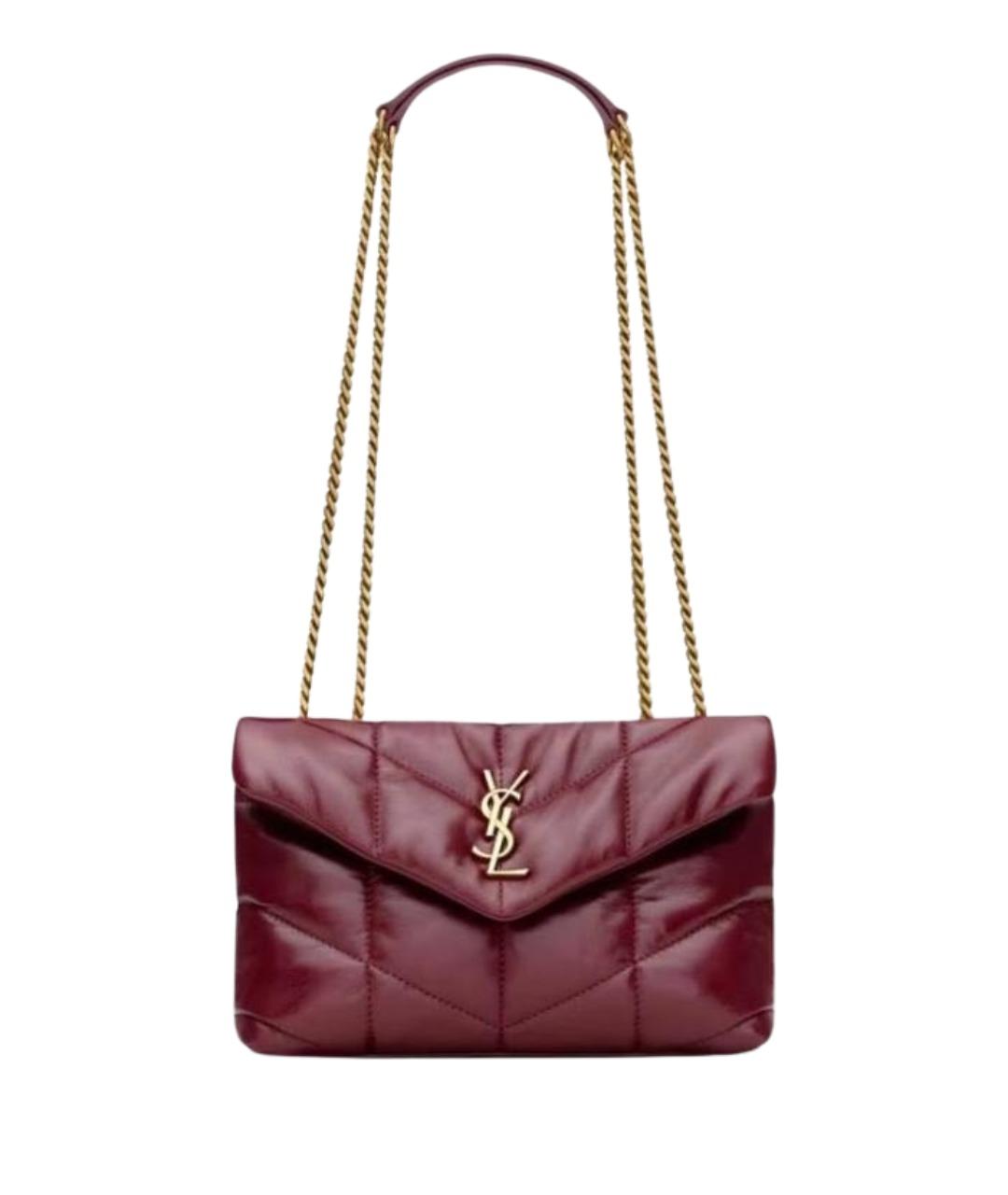 SAINT LAURENT Бордовая кожаная сумка через плечо, фото 1