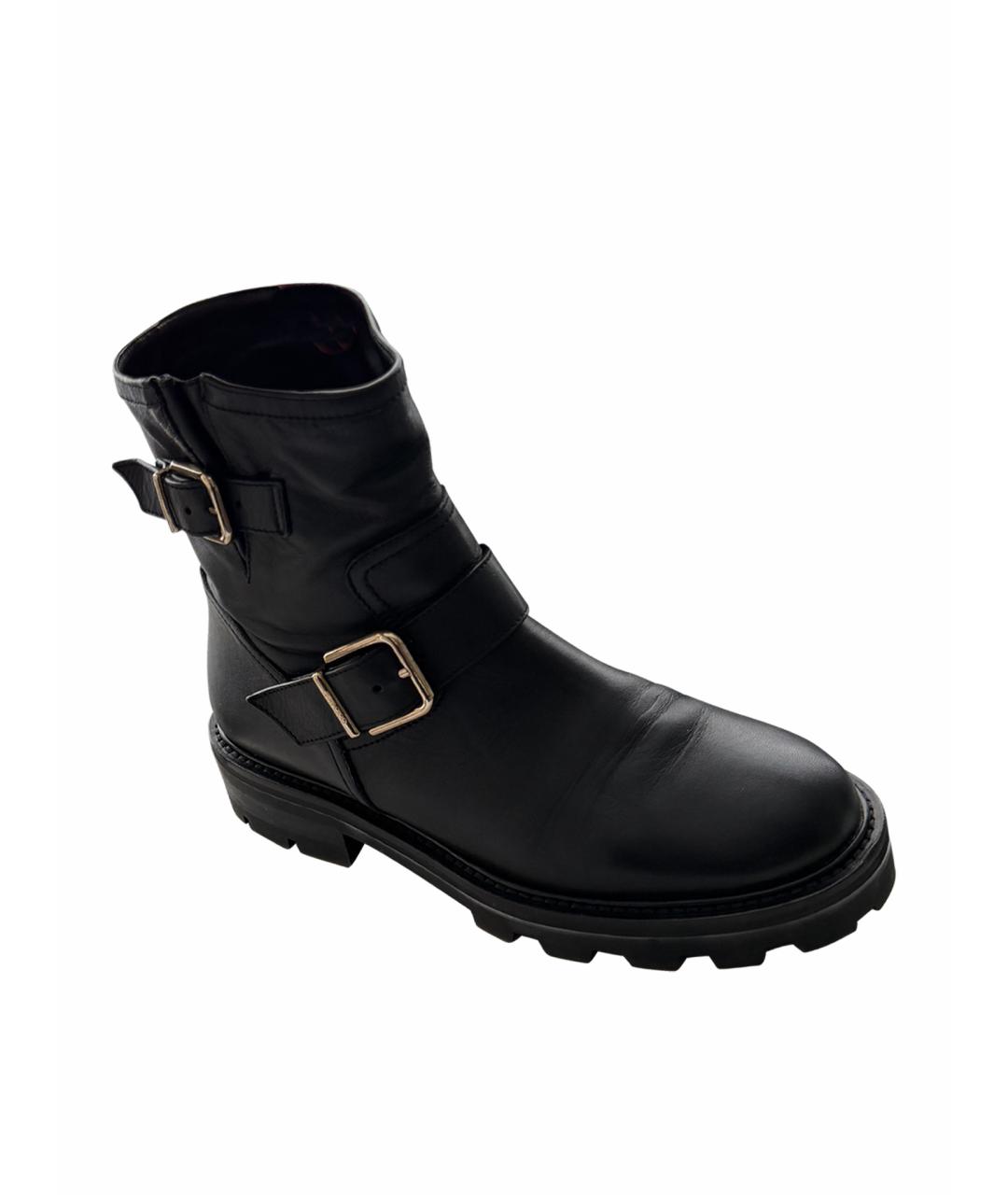 JIMMY CHOO Черные кожаные ботинки, фото 1