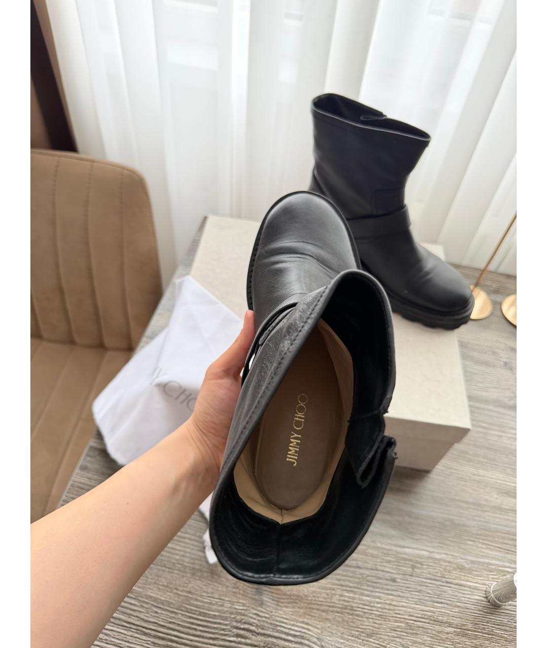 JIMMY CHOO Черные кожаные ботинки, фото 4