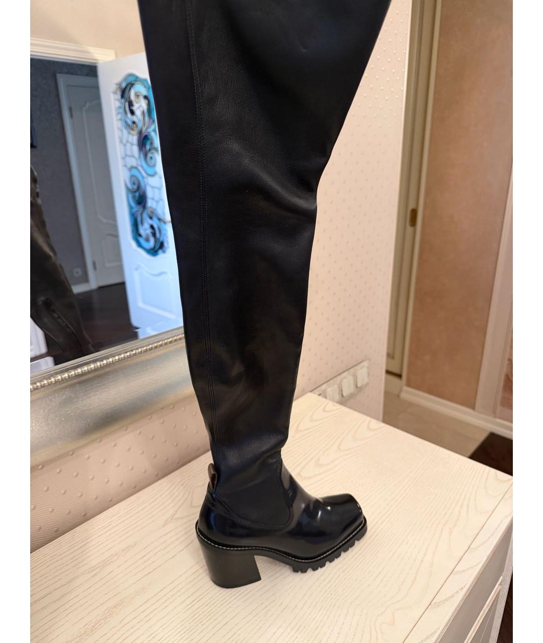 LOUIS VUITTON Черные кожаные ботфорты, фото 9