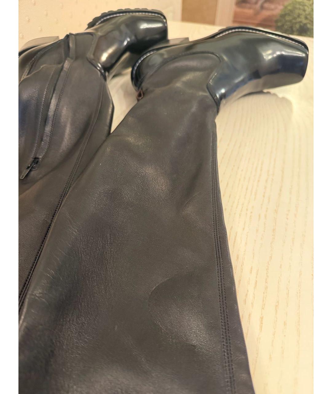 LOUIS VUITTON Черные кожаные ботфорты, фото 8
