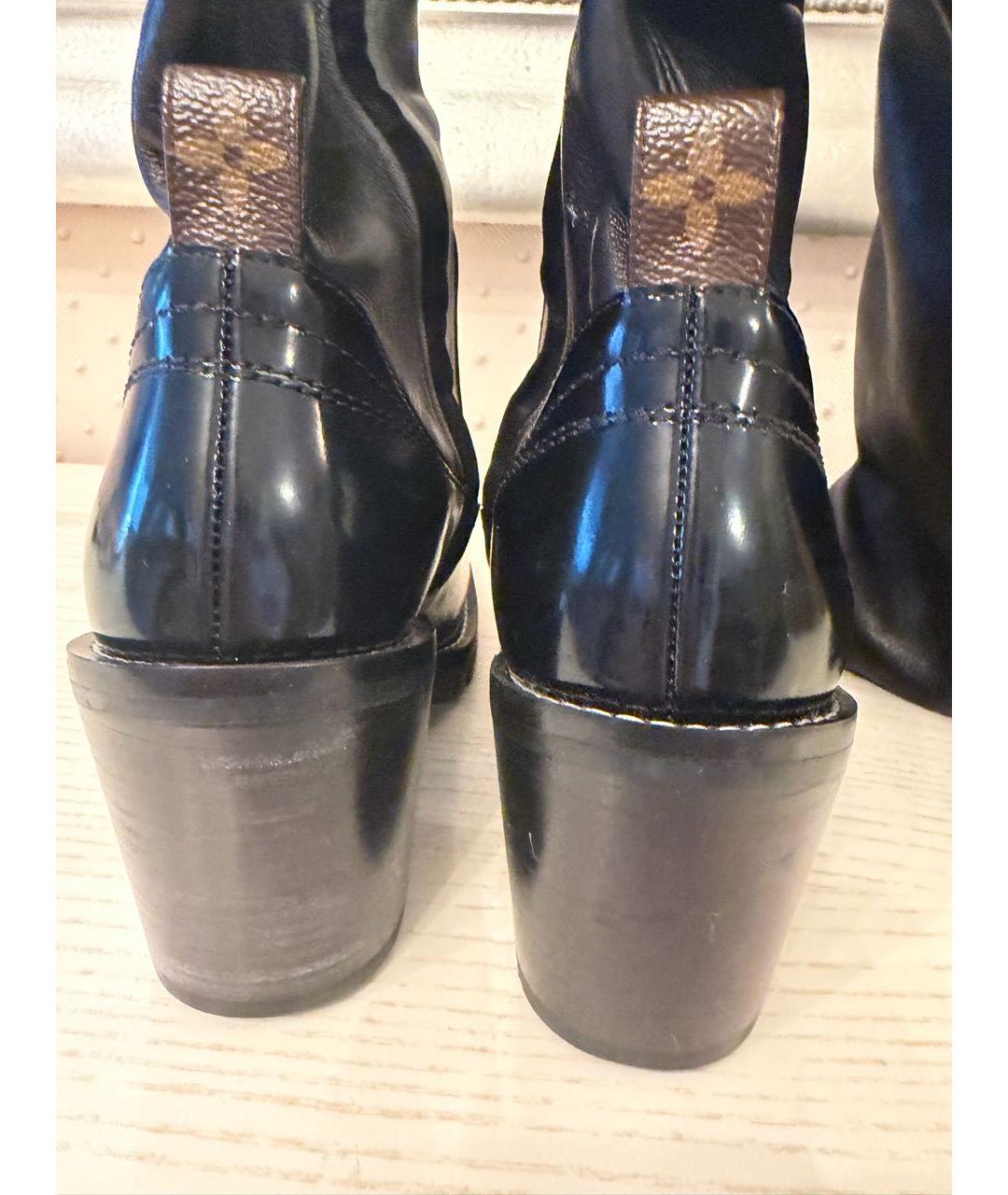 LOUIS VUITTON Черные кожаные ботфорты, фото 4