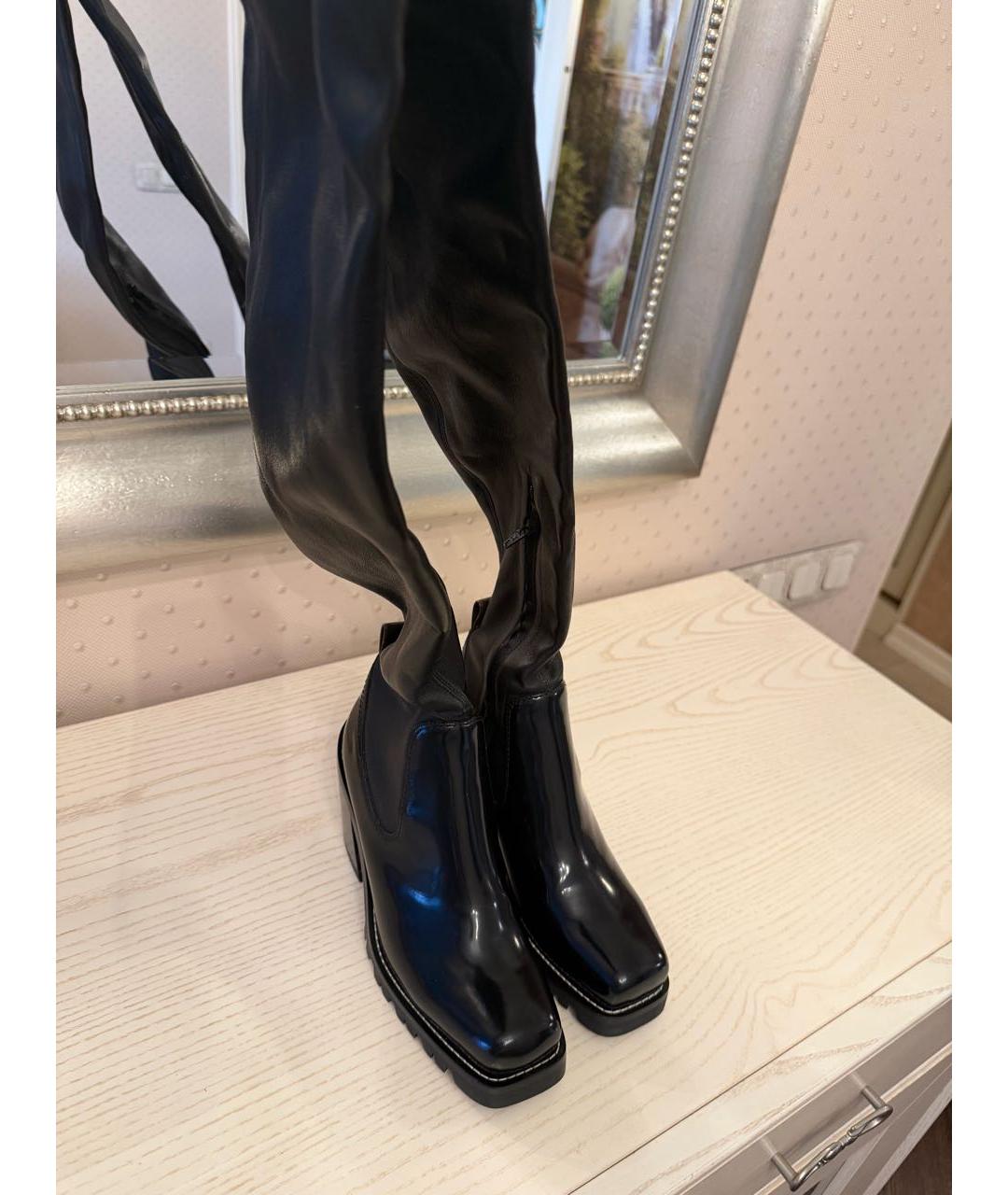 LOUIS VUITTON Черные кожаные ботфорты, фото 2