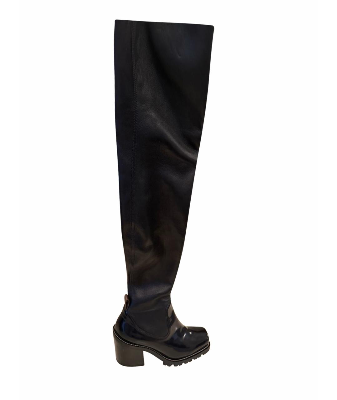 LOUIS VUITTON Черные кожаные ботфорты, фото 1