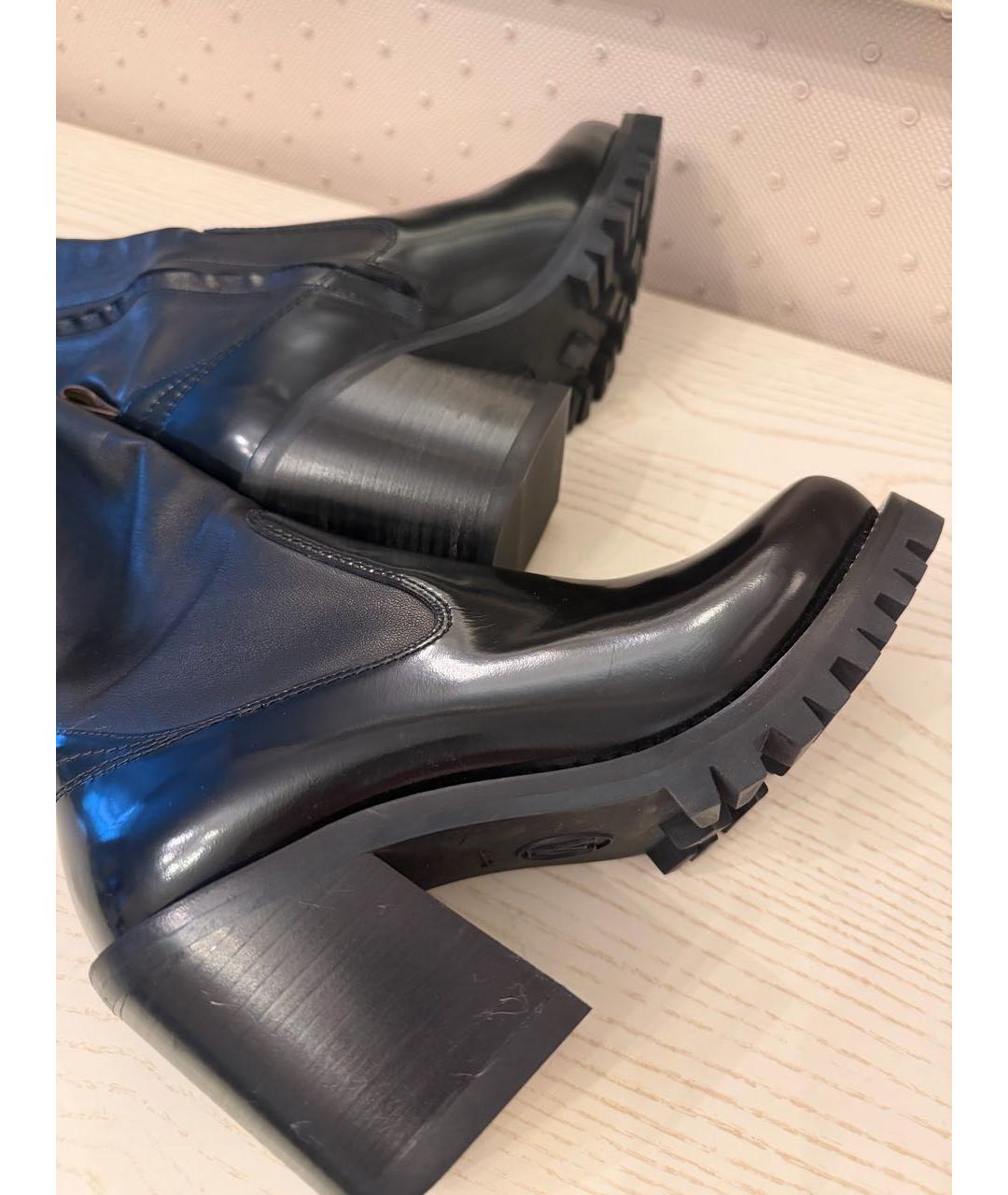 LOUIS VUITTON Черные кожаные ботфорты, фото 5