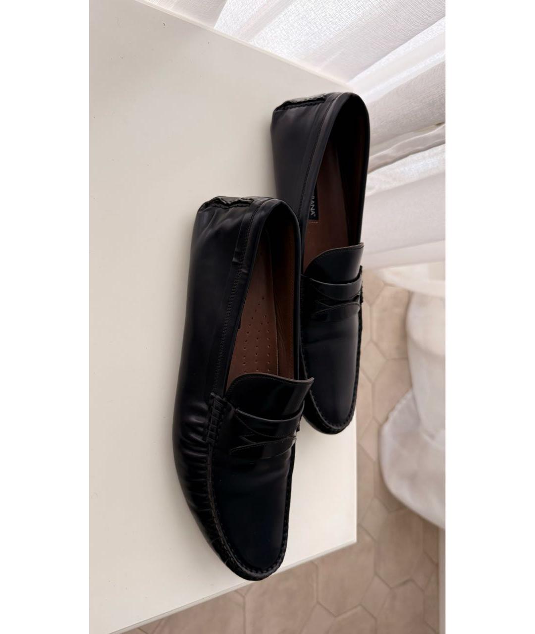 DOLCE&GABBANA Черные кожаные мокасины, фото 2
