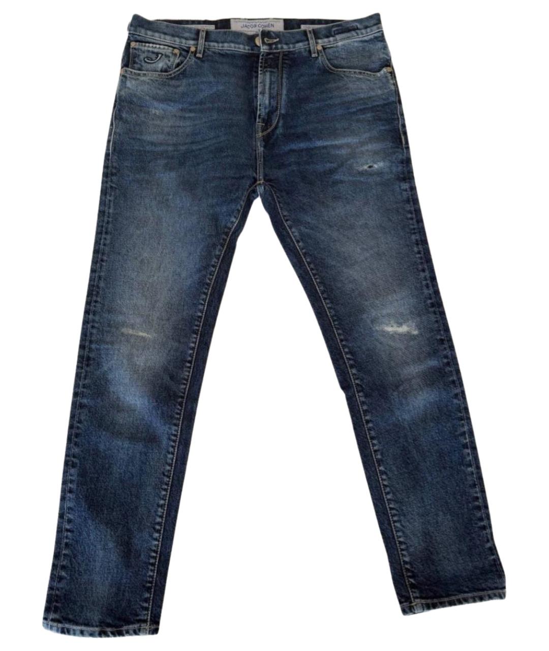 JACOB COHEN Синие хлопковые прямые джинсы, фото 1