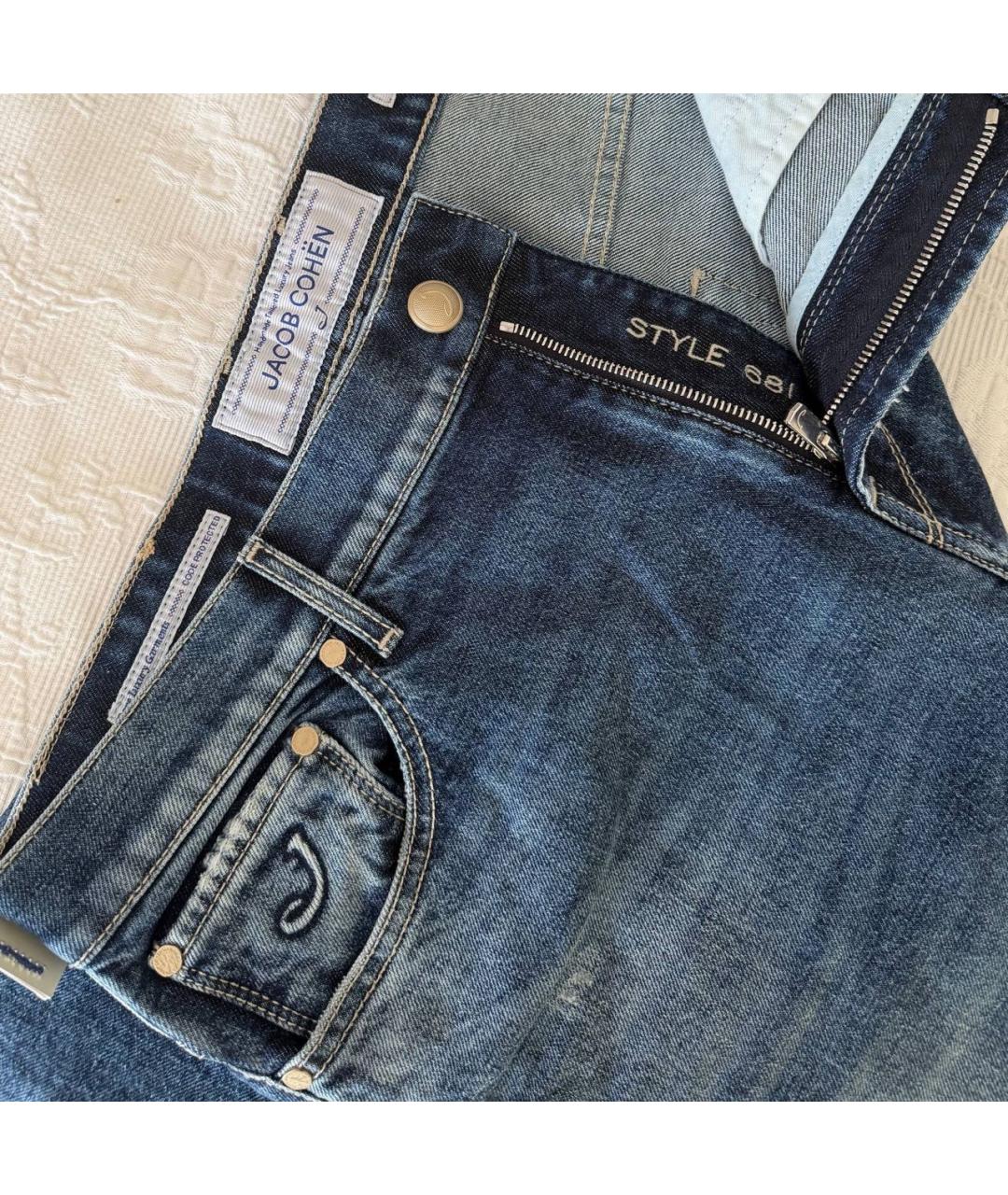 JACOB COHEN Синие хлопковые прямые джинсы, фото 3