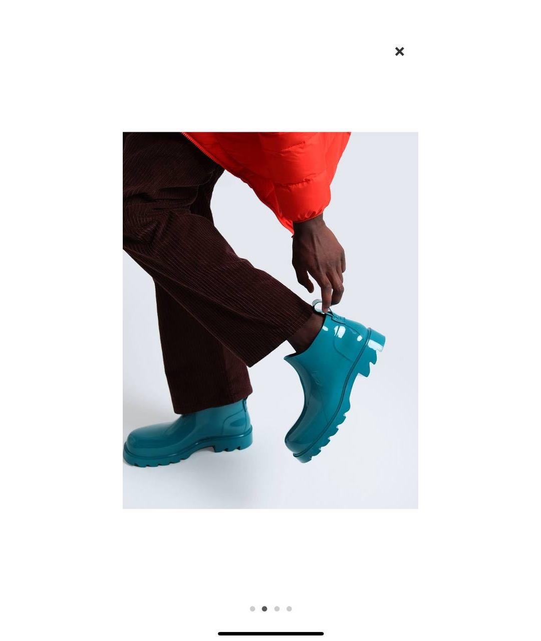 BOTTEGA VENETA Бирюзовые резиновые высокие ботинки, фото 5