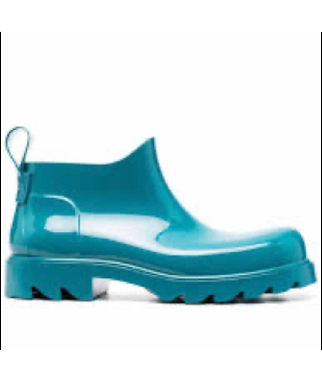 BOTTEGA VENETA Бирюзовые резиновые высокие ботинки, фото 6