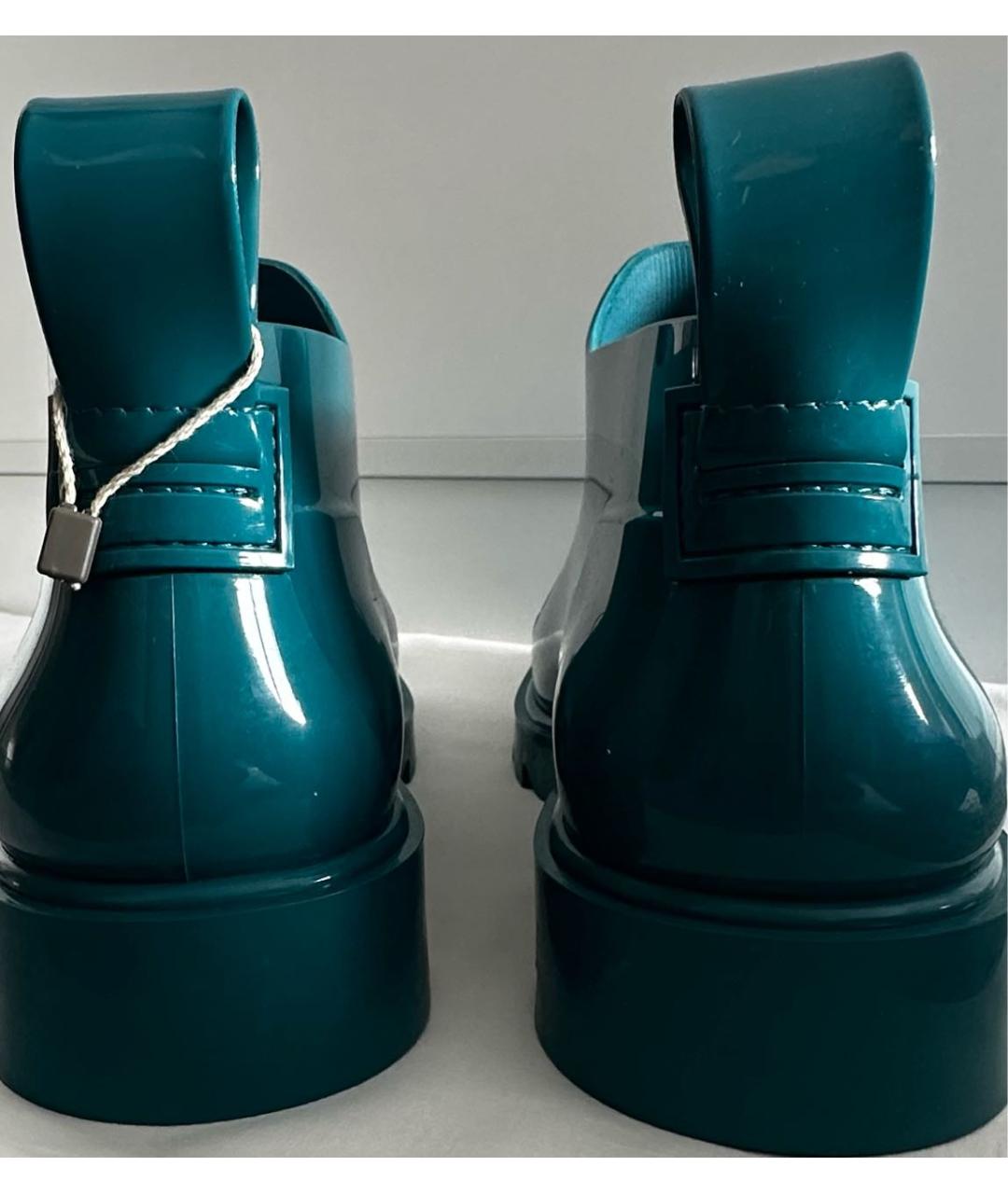 BOTTEGA VENETA Бирюзовые резиновые высокие ботинки, фото 4