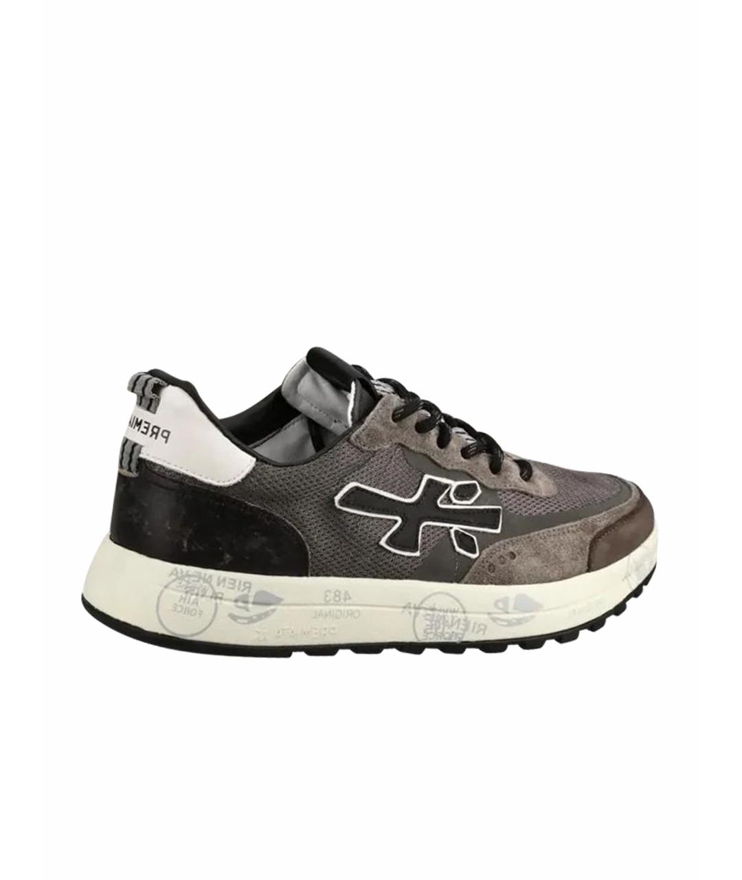 PREMIATA Коричневые замшевые низкие кроссовки / кеды, фото 1