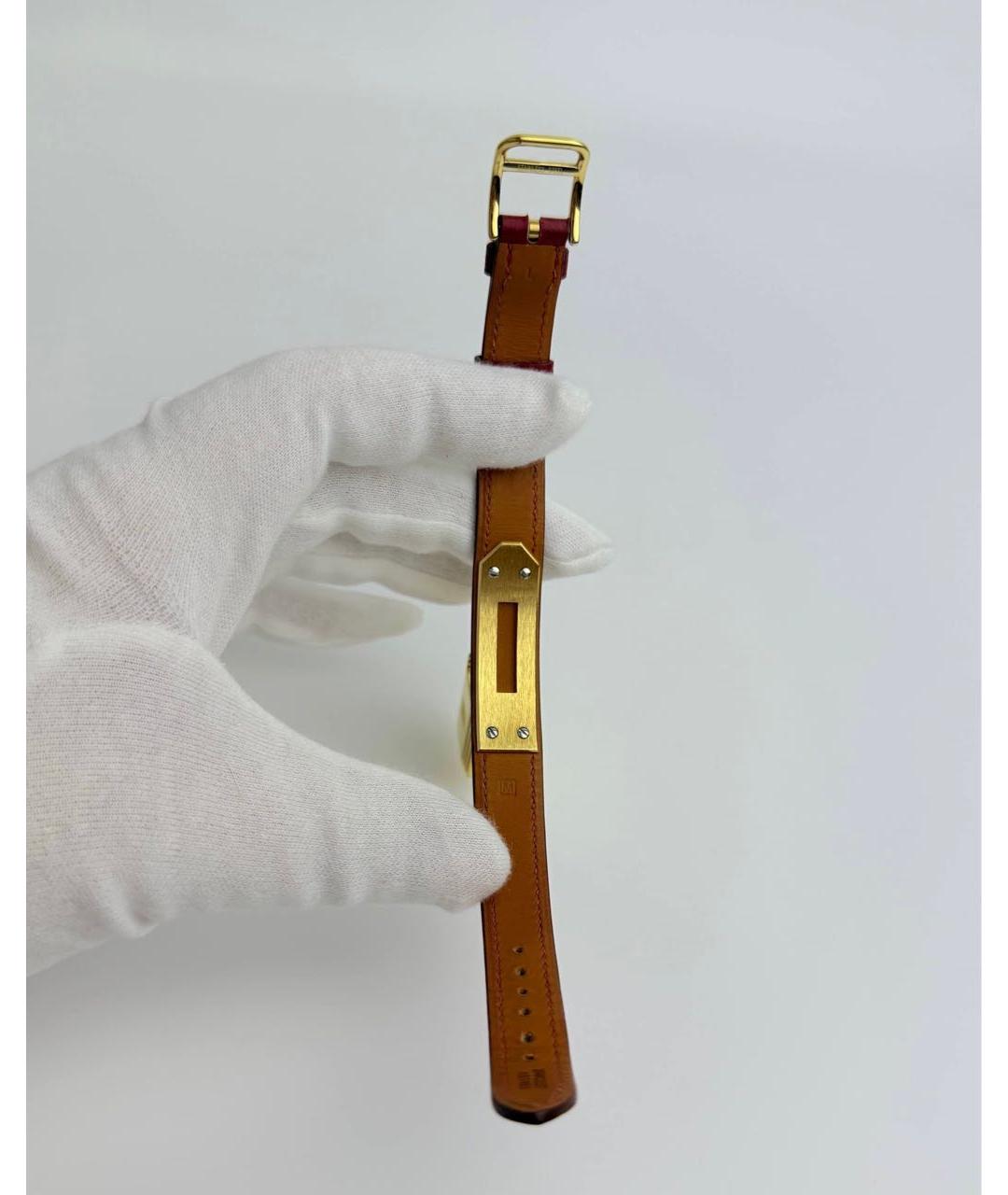 HERMES Красные позолоченные часы, фото 7