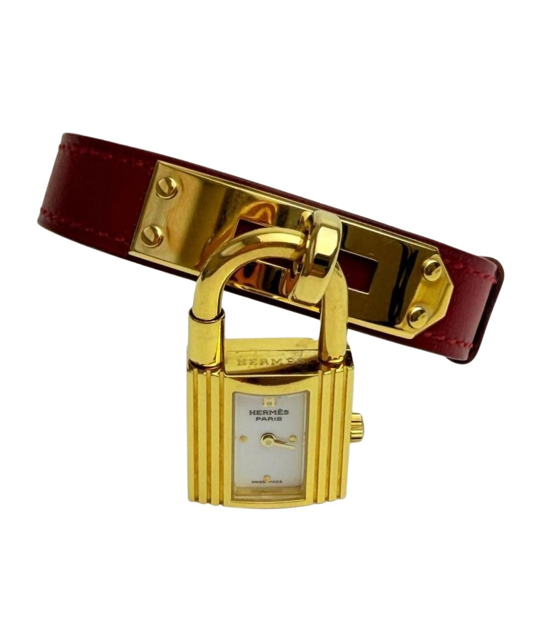 HERMES Красные позолоченные часы, фото 1