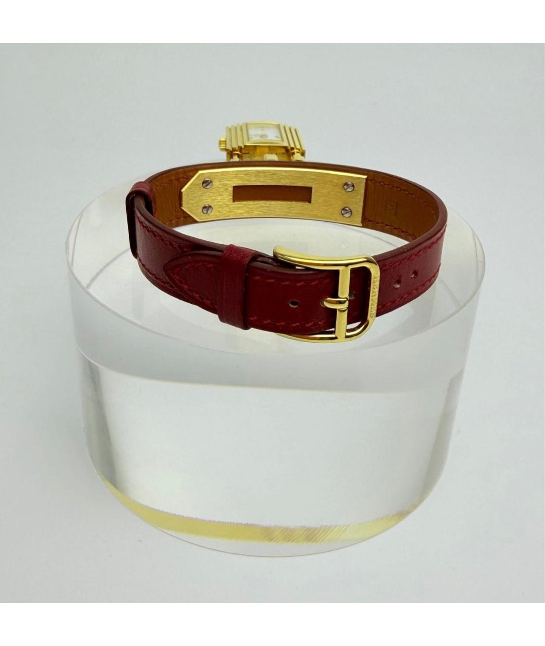 HERMES Красные позолоченные часы, фото 5