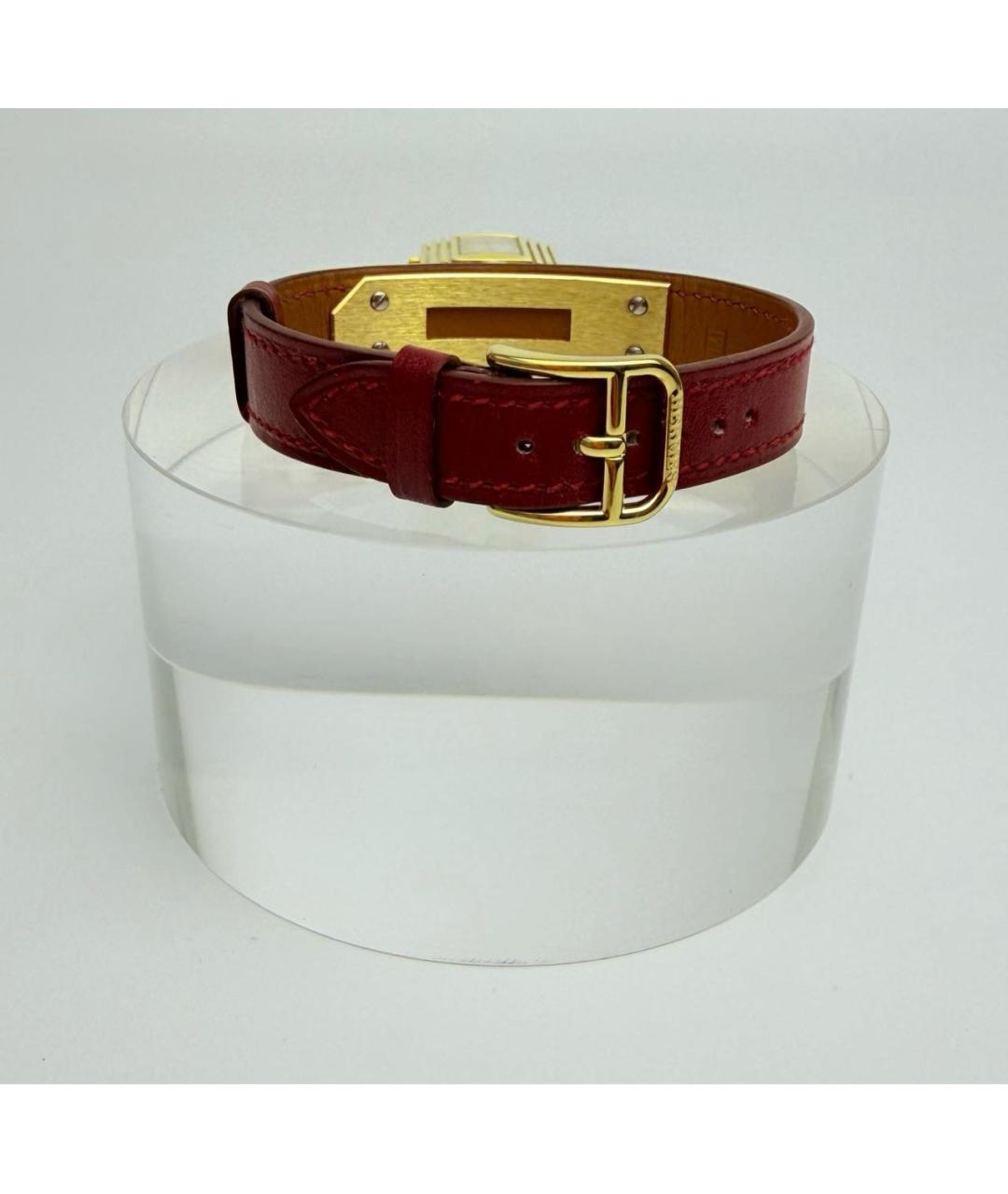HERMES Красные позолоченные часы, фото 2