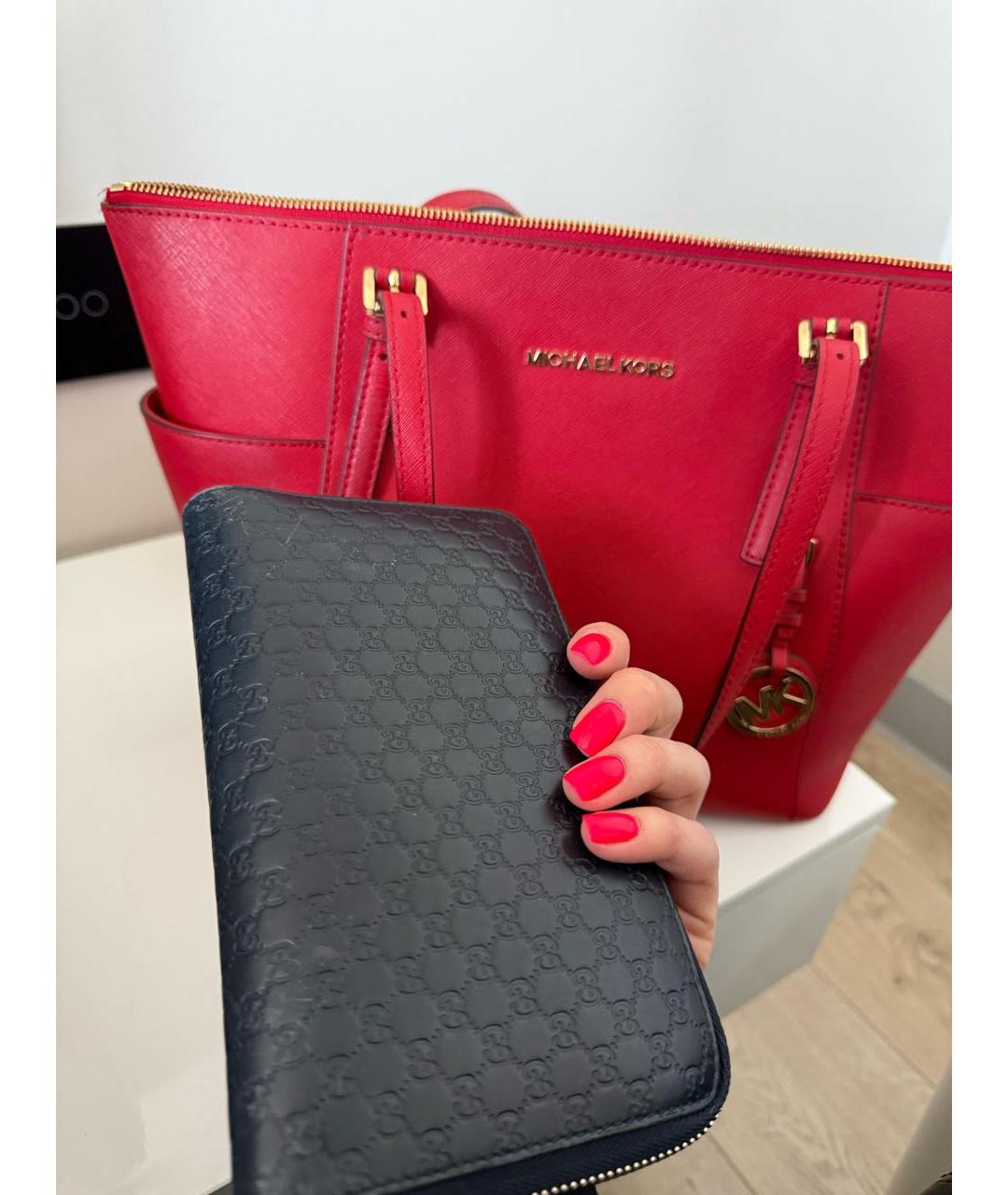 GUCCI Темно-синий кожаный кошелек, фото 4