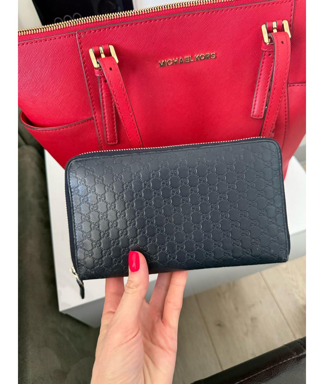 GUCCI Темно-синий кожаный кошелек, фото 6