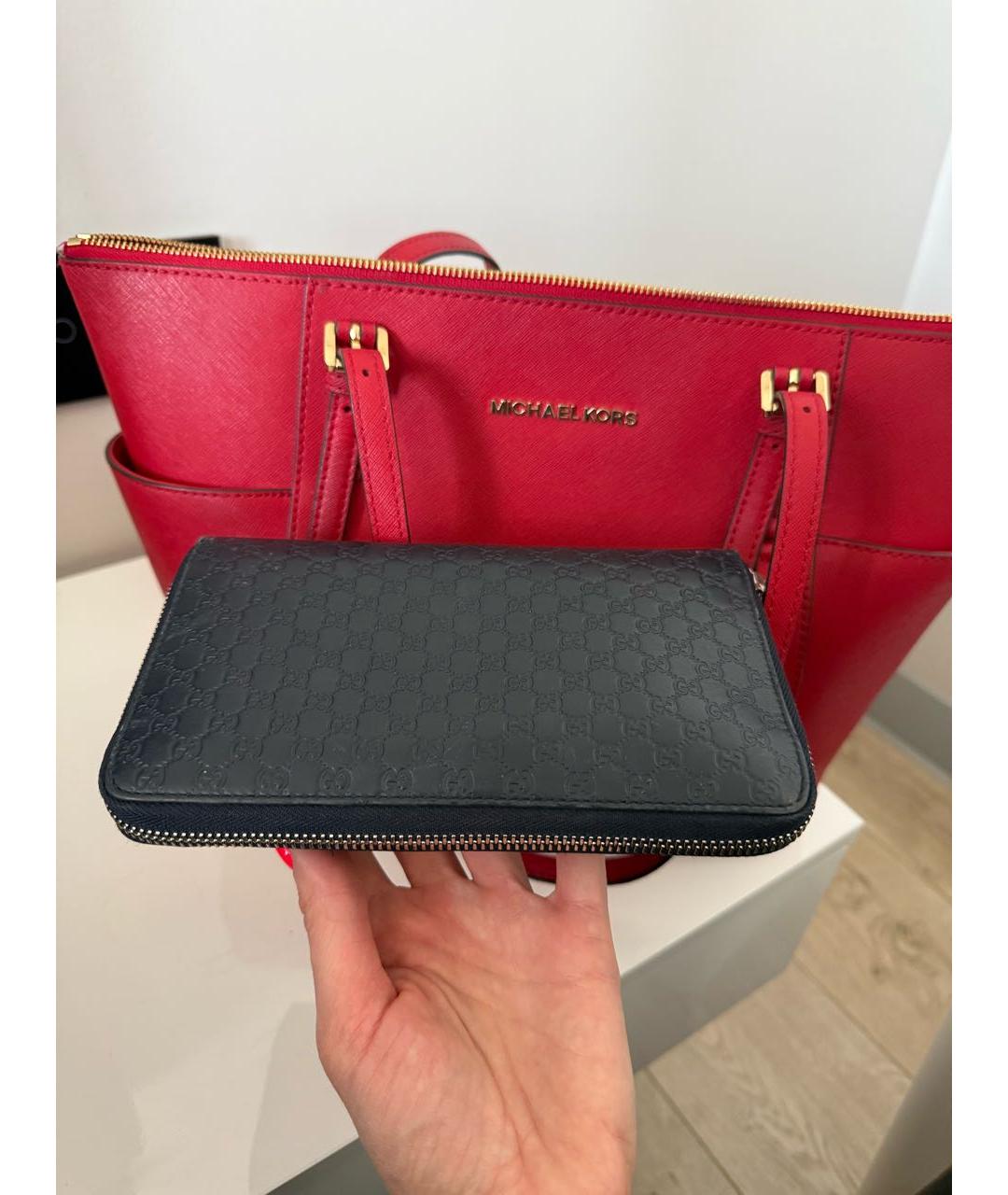 GUCCI Темно-синий кожаный кошелек, фото 2