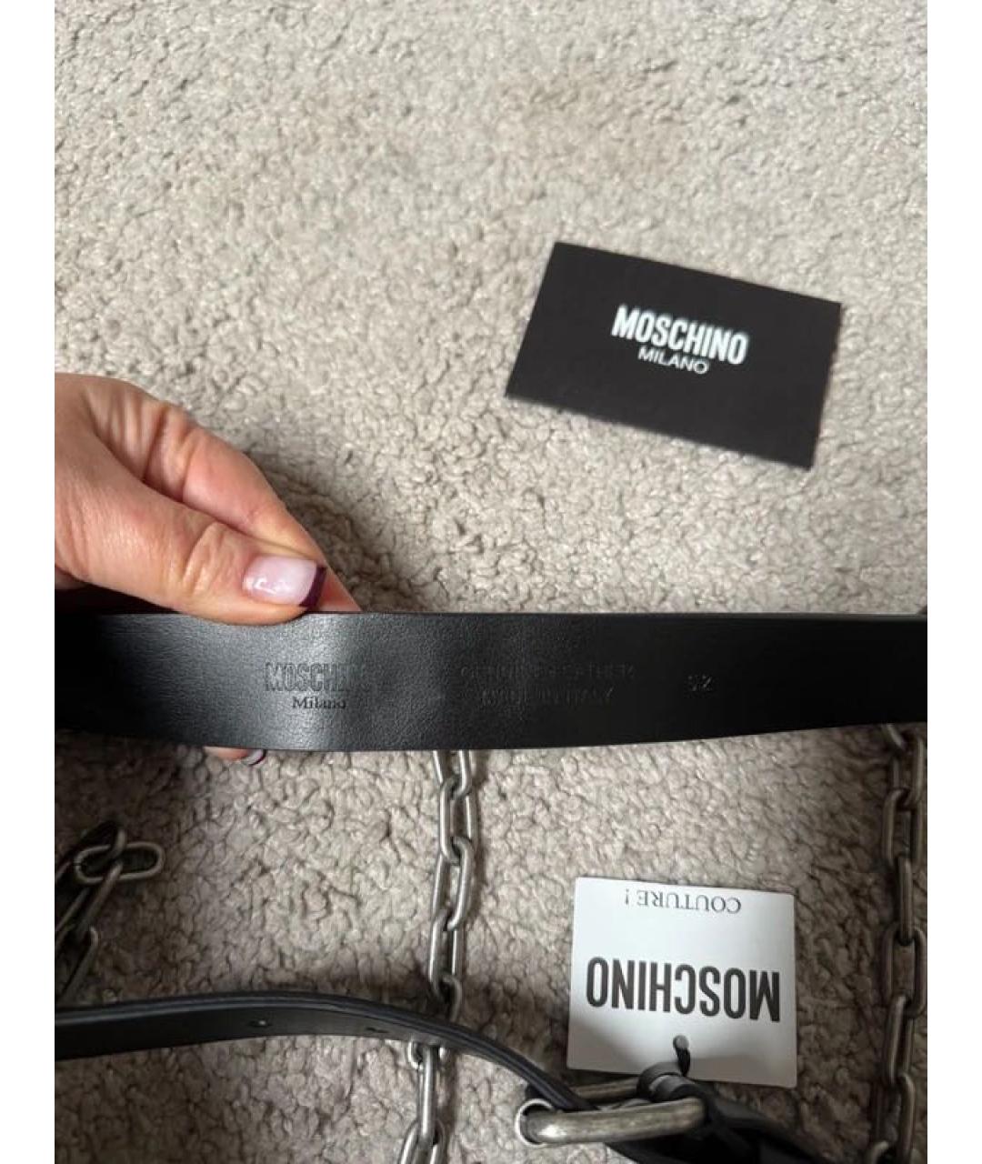 MOSCHINO Черный кожаный ремень, фото 6