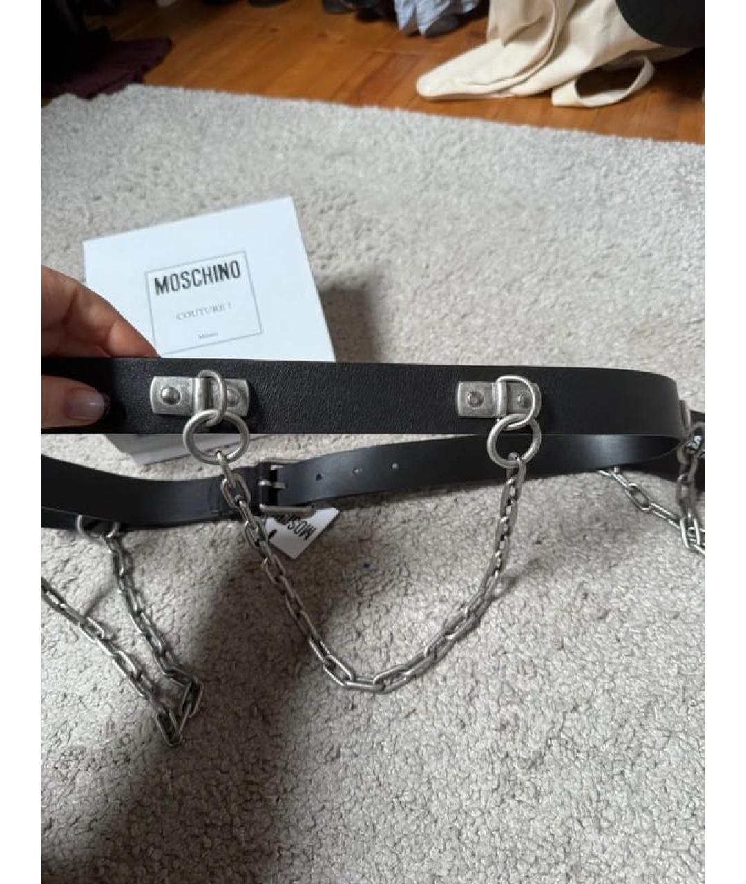 MOSCHINO Черный кожаный ремень, фото 3