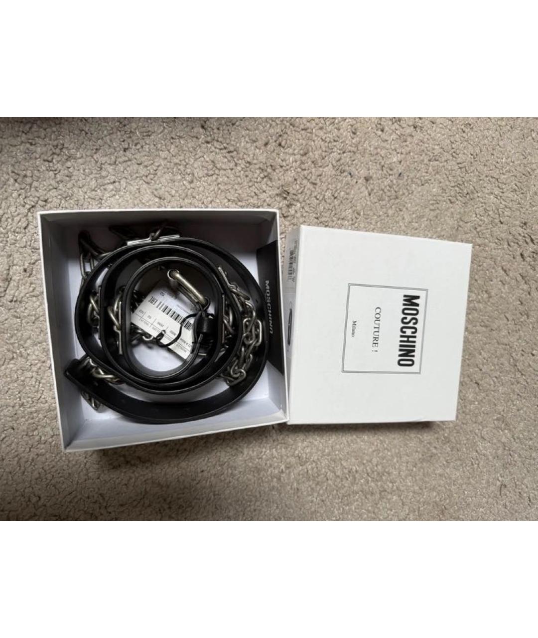 MOSCHINO Черный кожаный ремень, фото 4