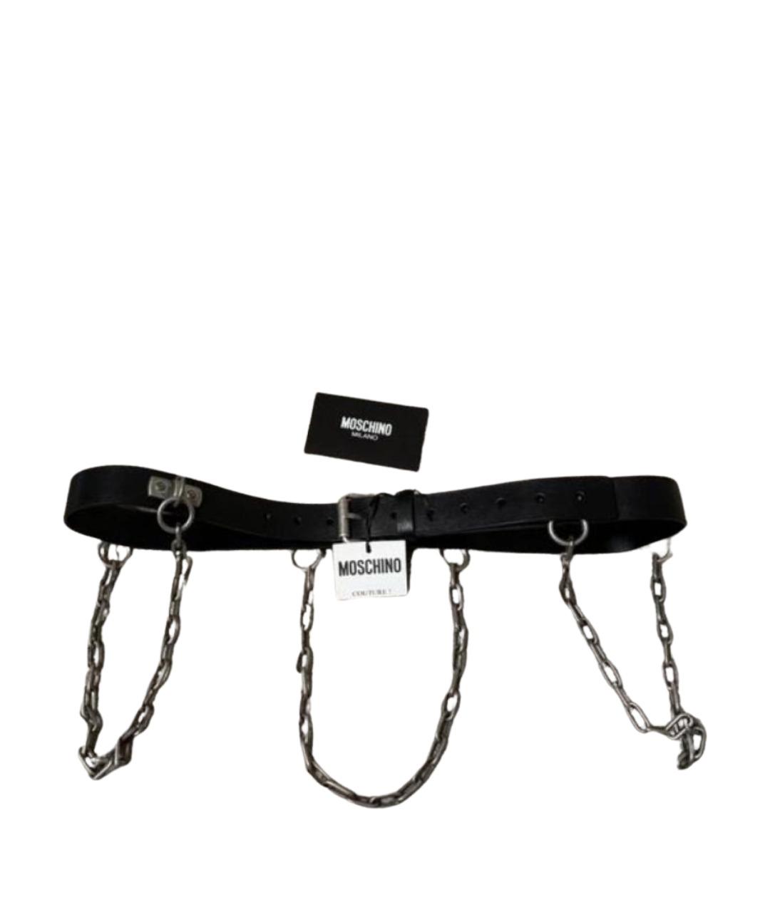 MOSCHINO Черный кожаный ремень, фото 1