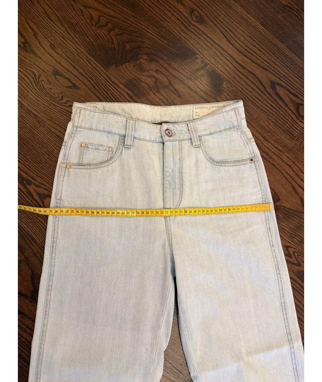 BRUNELLO CUCINELLI Голубые хлопковые джинсы слим, фото 5