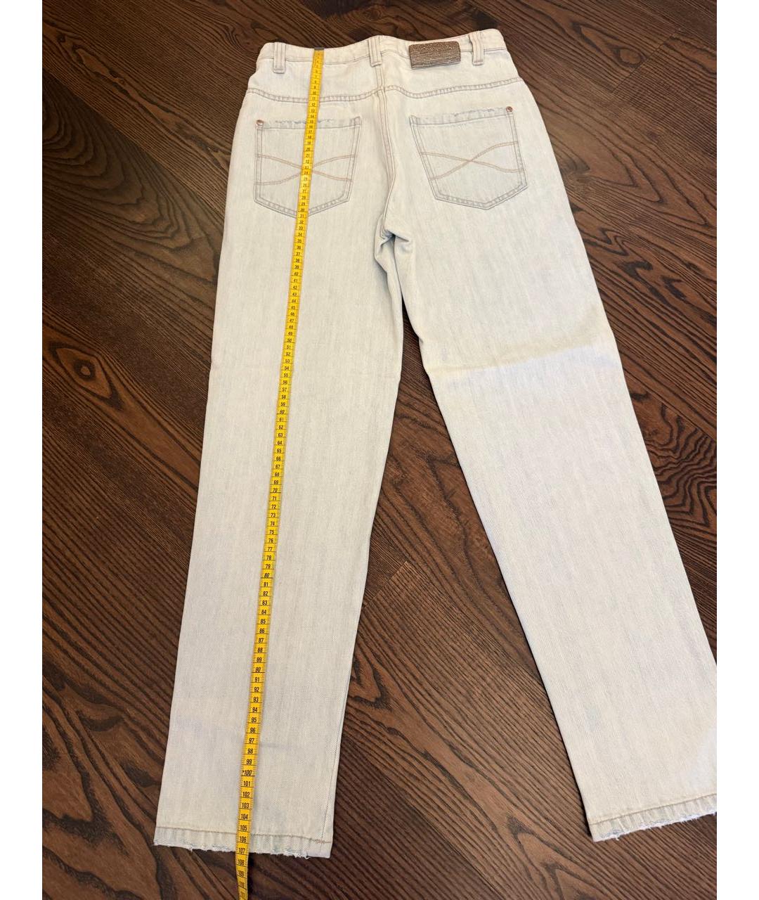 BRUNELLO CUCINELLI Голубые хлопковые джинсы слим, фото 4