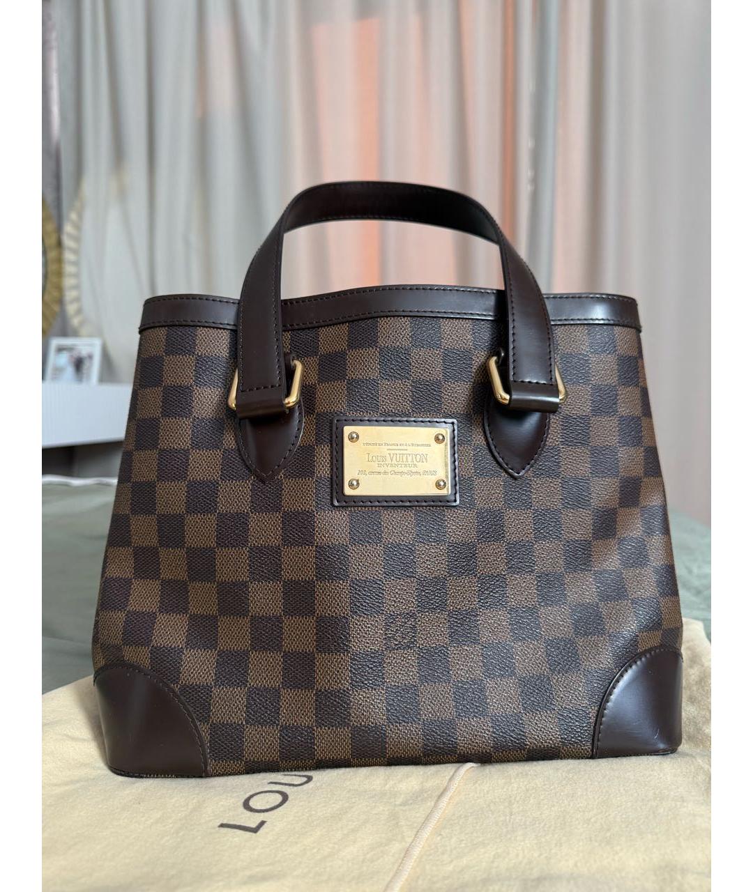 LOUIS VUITTON Коричневая кожаная сумка с короткими ручками, фото 9