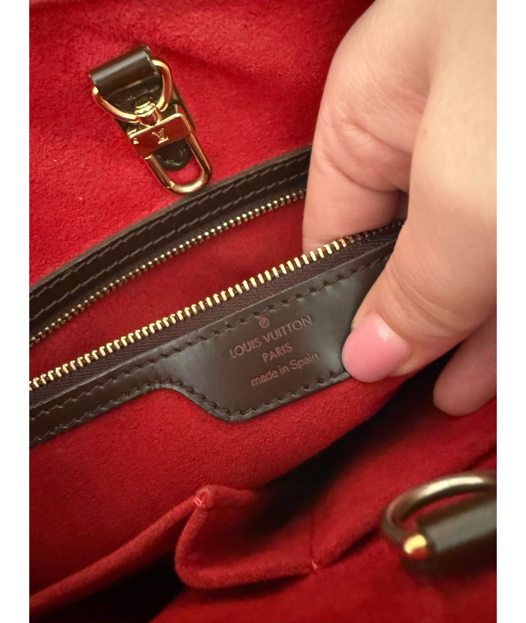 LOUIS VUITTON Коричневая кожаная сумка с короткими ручками, фото 8