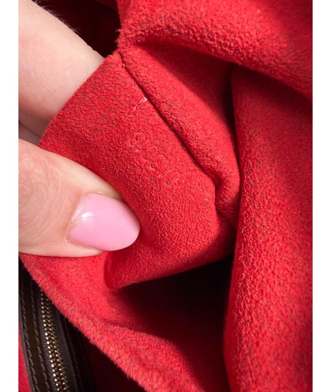 LOUIS VUITTON Коричневая кожаная сумка с короткими ручками, фото 7