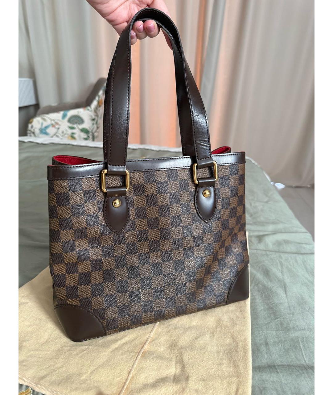 LOUIS VUITTON Коричневая кожаная сумка с короткими ручками, фото 3