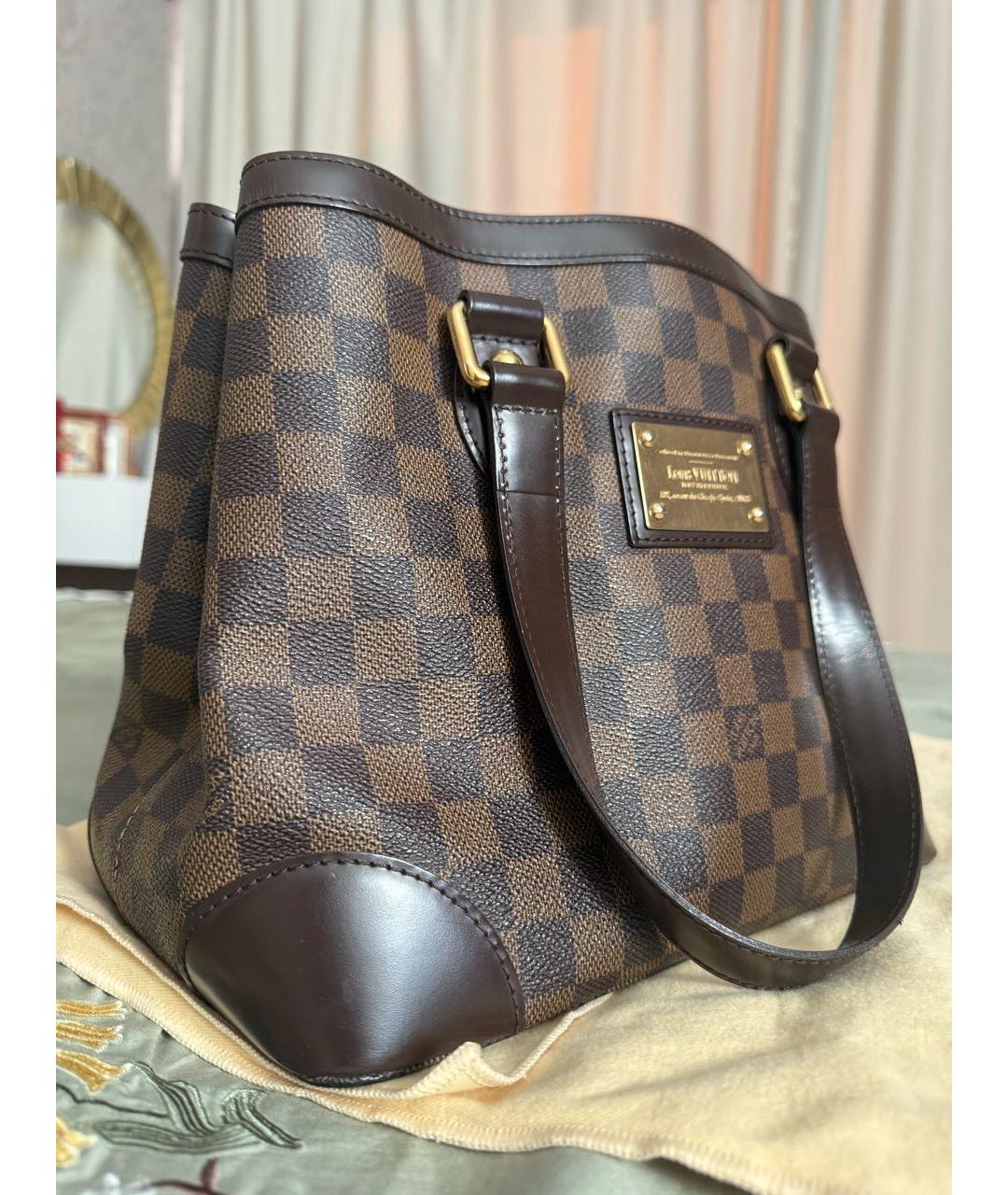 LOUIS VUITTON Коричневая кожаная сумка с короткими ручками, фото 2