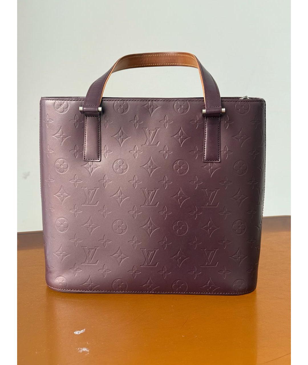 LOUIS VUITTON Фиолетовая кожаная сумка тоут, фото 9