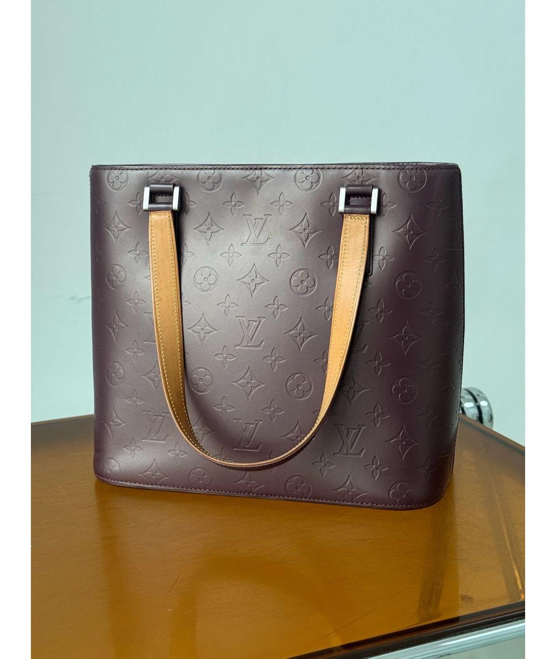 LOUIS VUITTON Фиолетовая кожаная сумка тоут, фото 6