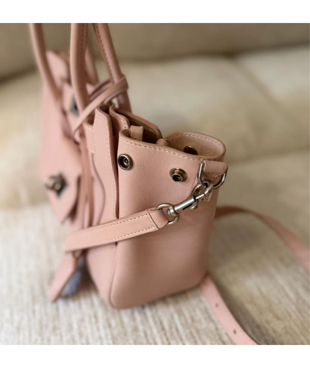 BALENCIAGA Розовая кожаная сумка с короткими ручками, фото 6