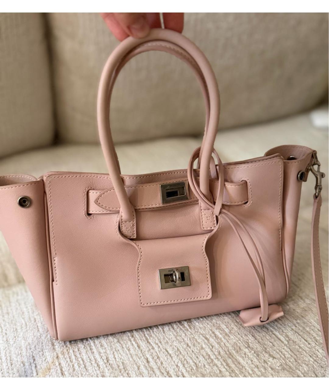 BALENCIAGA Розовая кожаная сумка с короткими ручками, фото 7