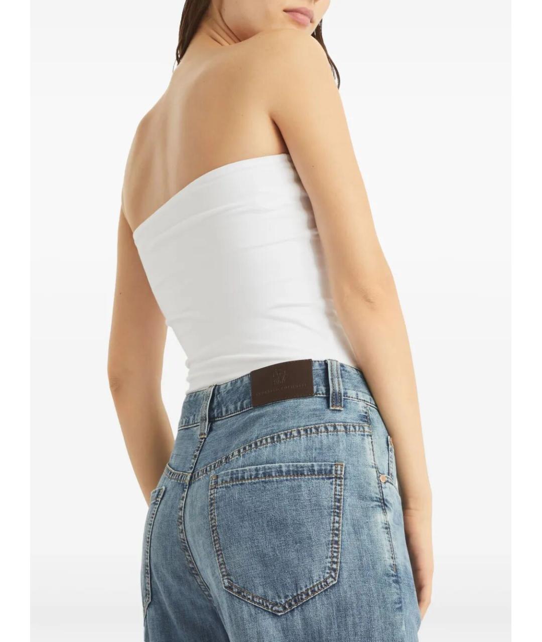 BRUNELLO CUCINELLI Голубые хлопковые прямые джинсы, фото 3