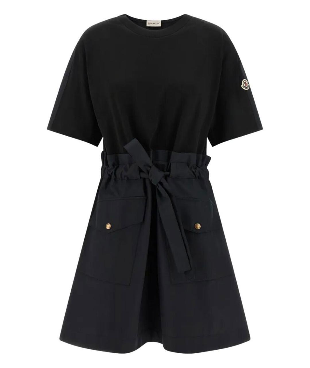 MONCLER Черное хлопковое повседневное платье, фото 1