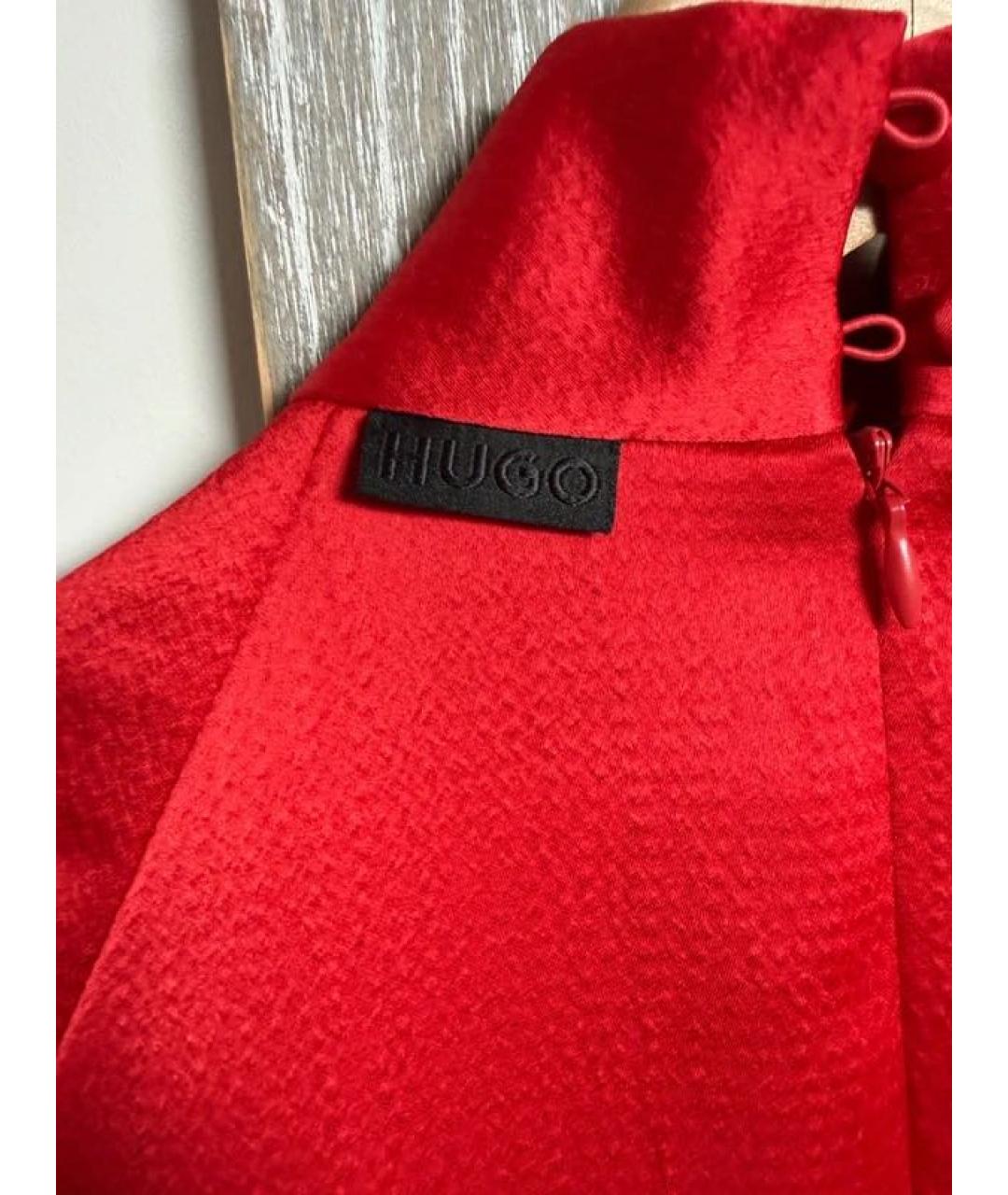 HUGO Красное полиэстеровое платье, фото 6