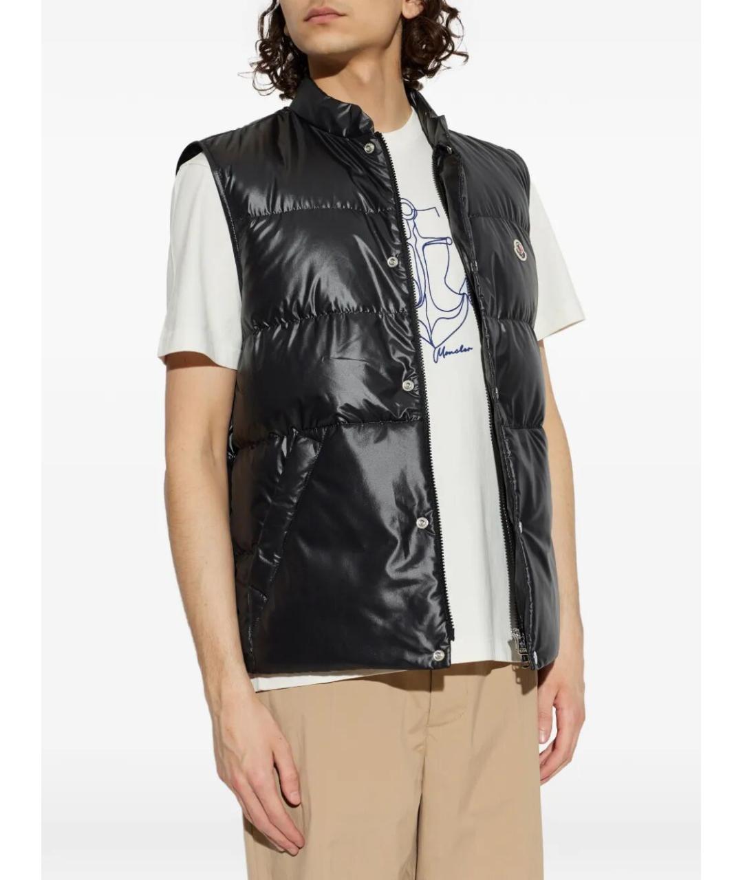 MONCLER Черный полиэстеровый жилет, фото 4