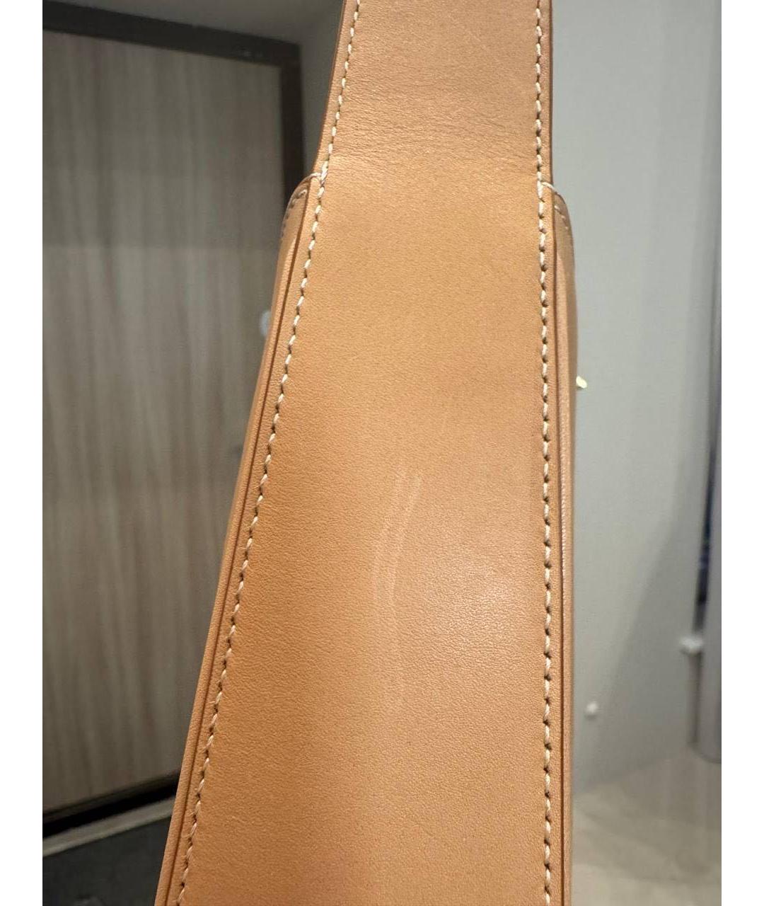 SAINT LAURENT Коричневая кожаная сумка с короткими ручками, фото 6