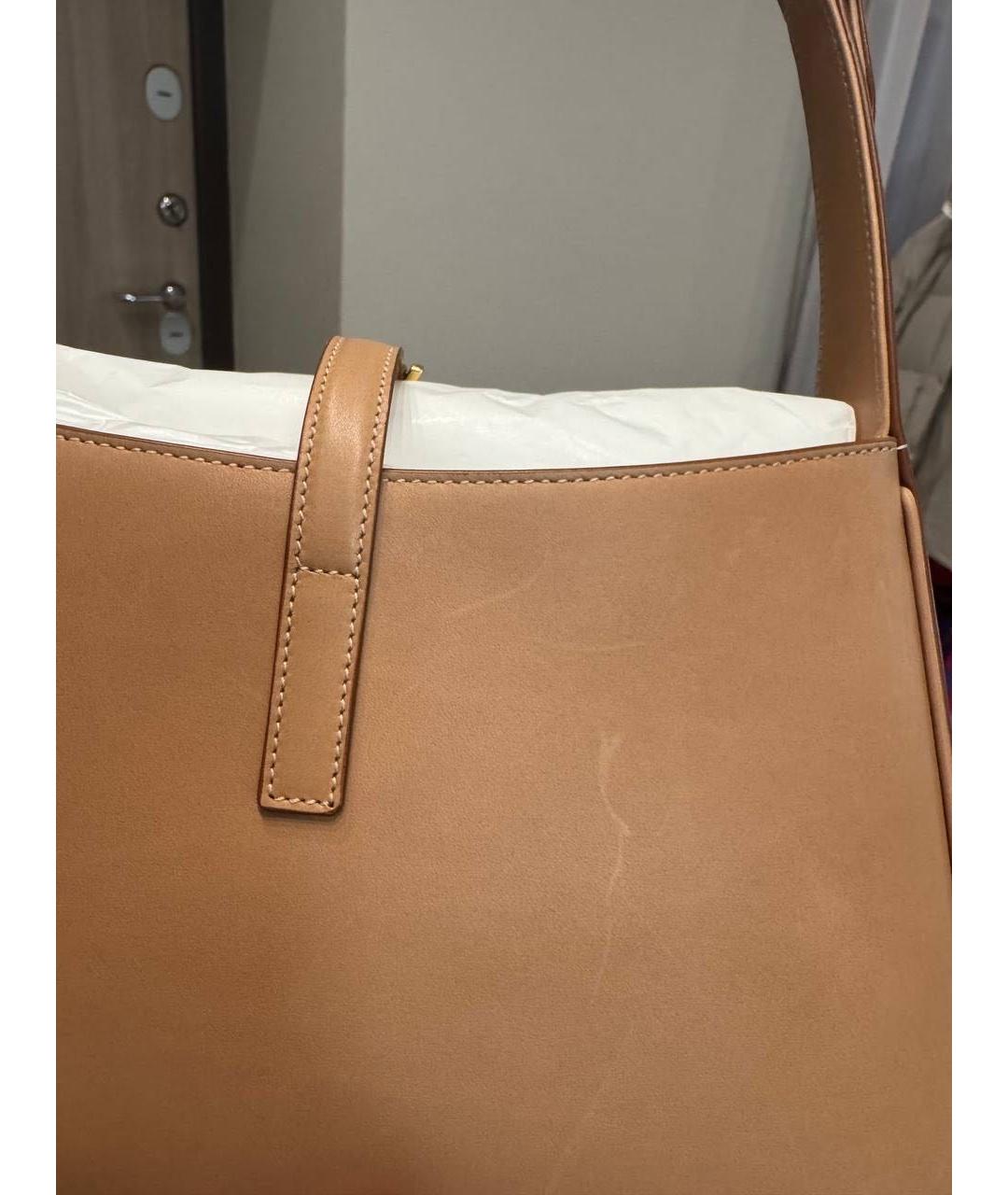 SAINT LAURENT Коричневая кожаная сумка с короткими ручками, фото 5