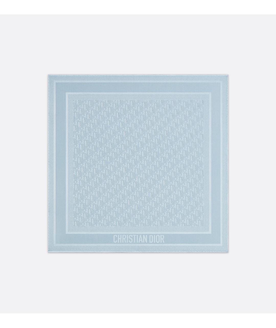 CHRISTIAN DIOR Голубой шелковый шарф, фото 3