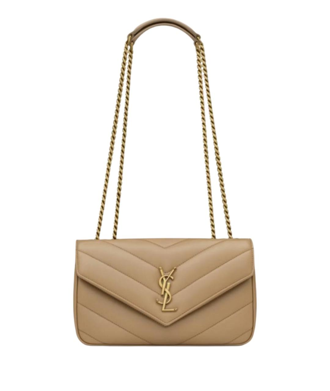SAINT LAURENT Бежевая кожаная сумка через плечо, фото 1