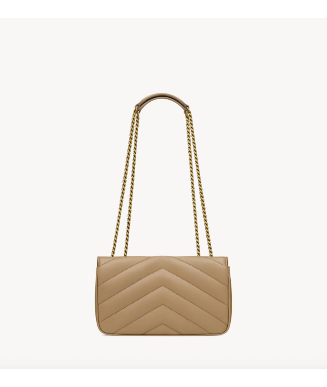 SAINT LAURENT Бежевая кожаная сумка через плечо, фото 3