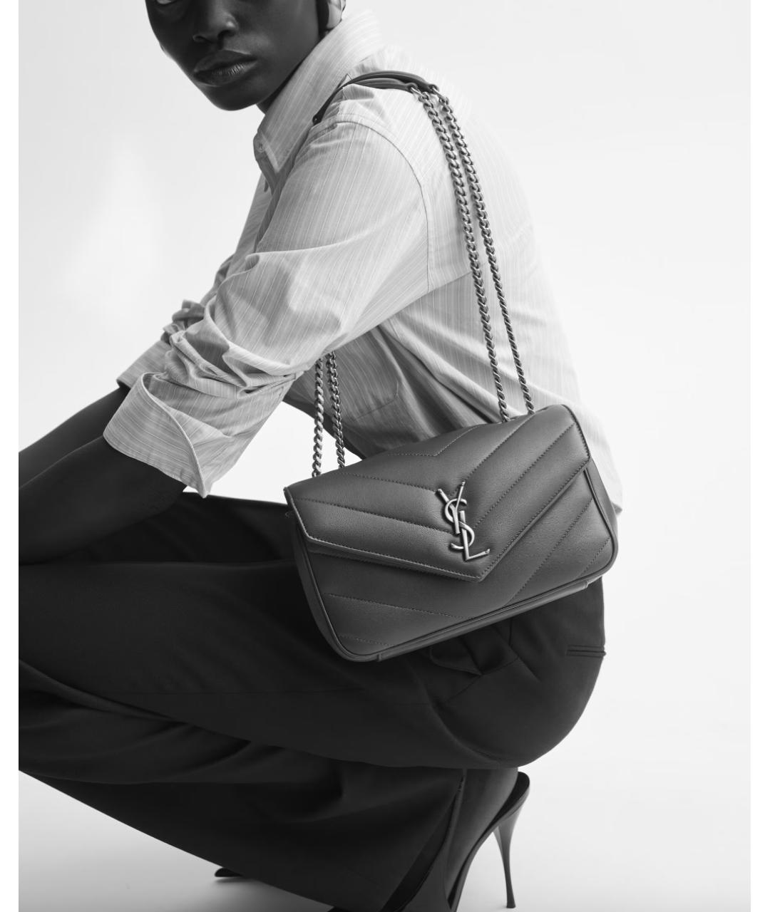 SAINT LAURENT Бежевая кожаная сумка через плечо, фото 2