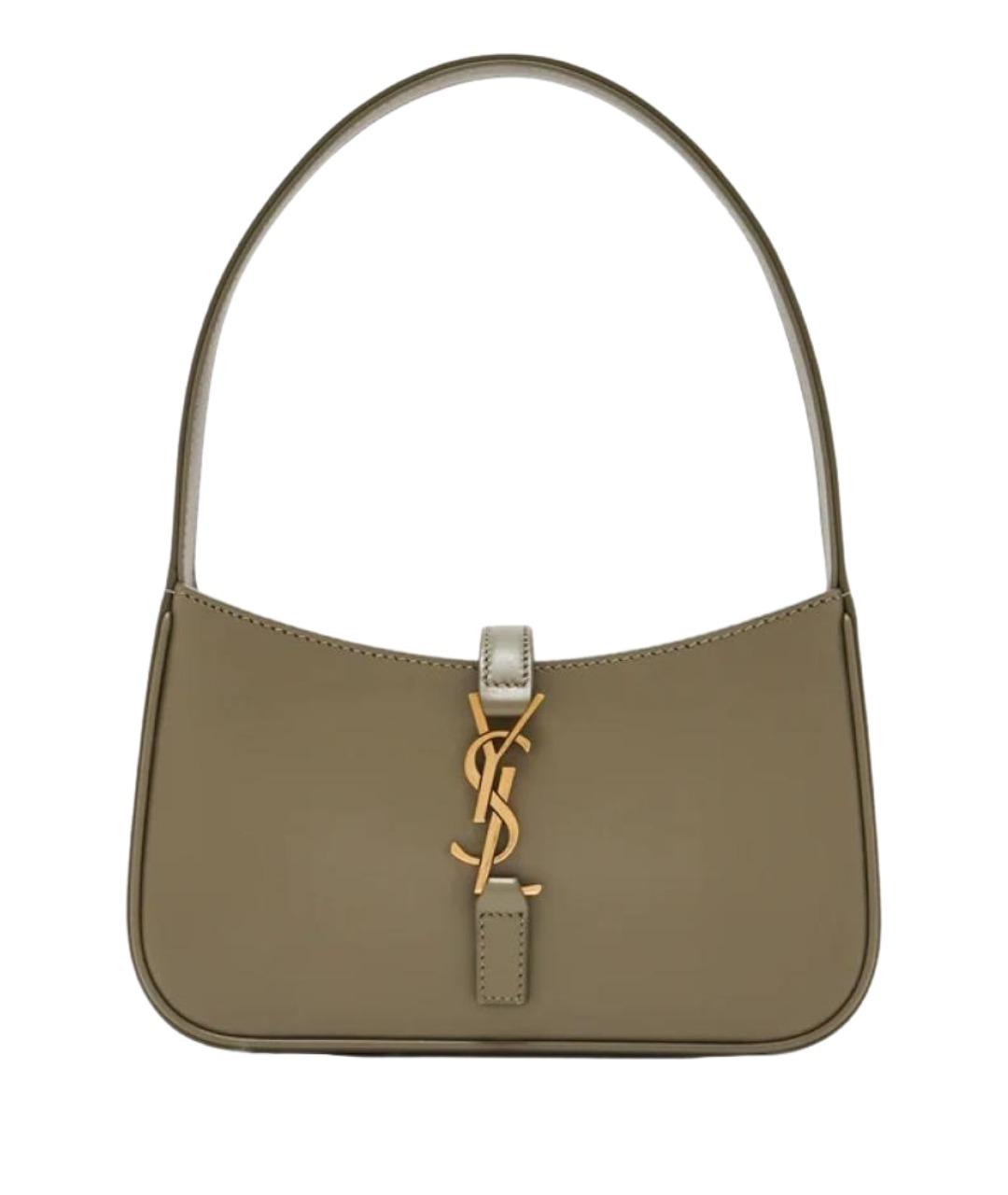 SAINT LAURENT Хаки кожаная сумка через плечо, фото 1